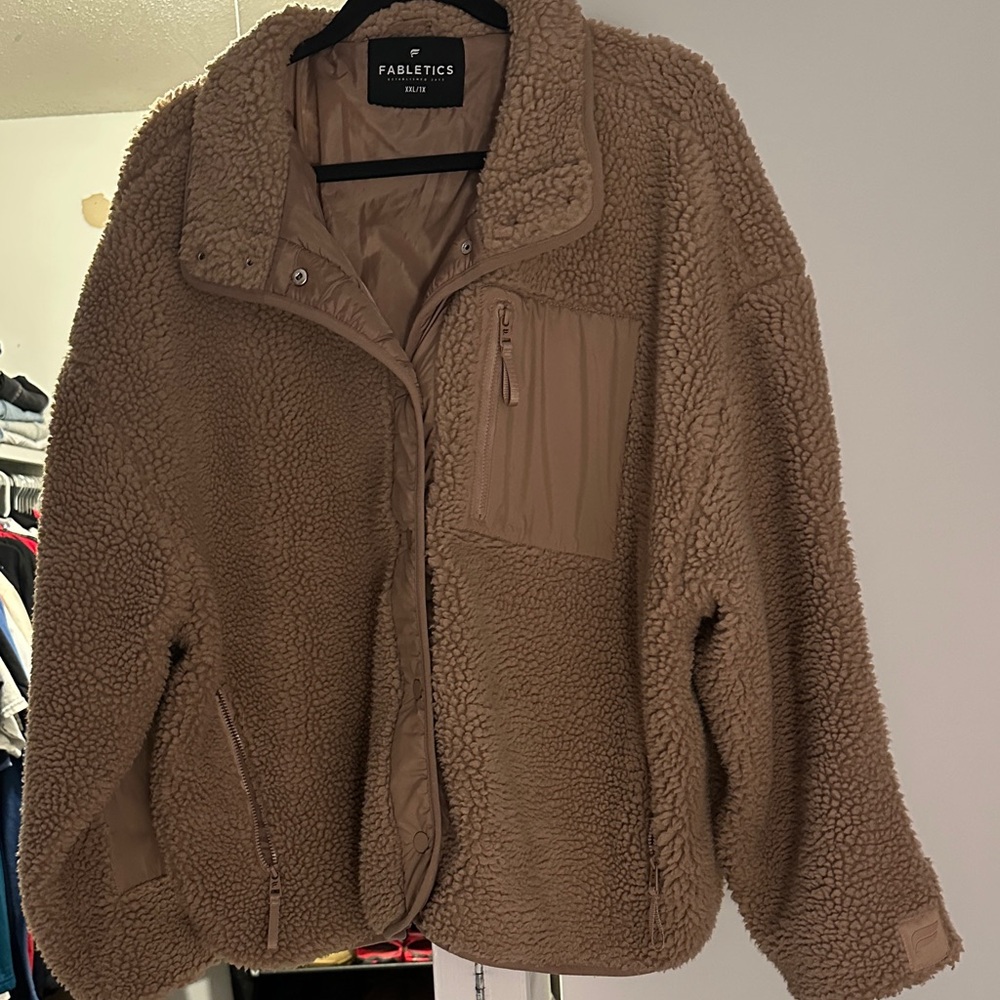 Fabletics Cozy Brown Sherpa Jacket